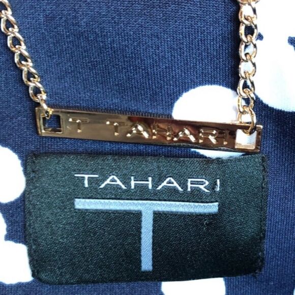 T Tahari Navy Blue White Polka Dot Print Scuba Knit Jacket Coat - Size Small / S - Picture 7 of 12